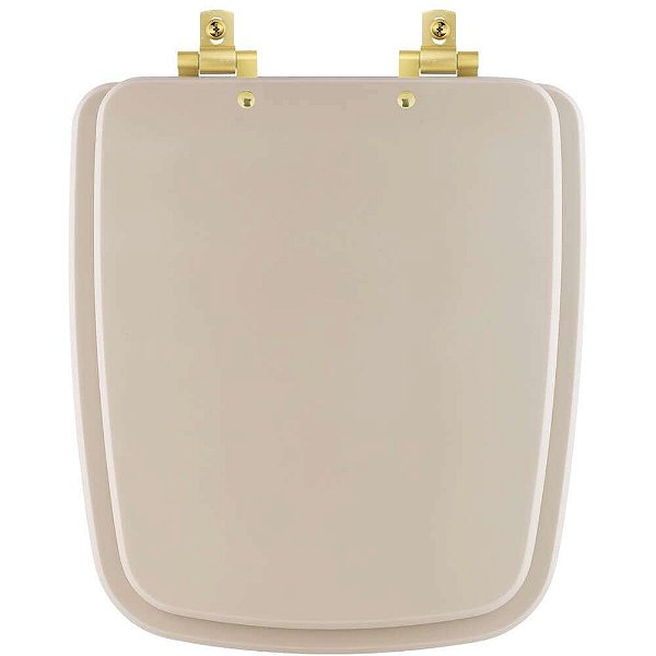 Tampa de Vaso MDF Com Amortecedor Boss Beige (Bege Fosco) para Bacia Incepa com Ferragem Dourada