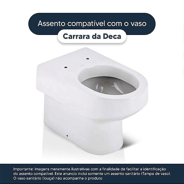 Tampa de Vaso Laqueado Com Amortecedor Carrara Preto para Bacia Deca com Ferragem Dourada