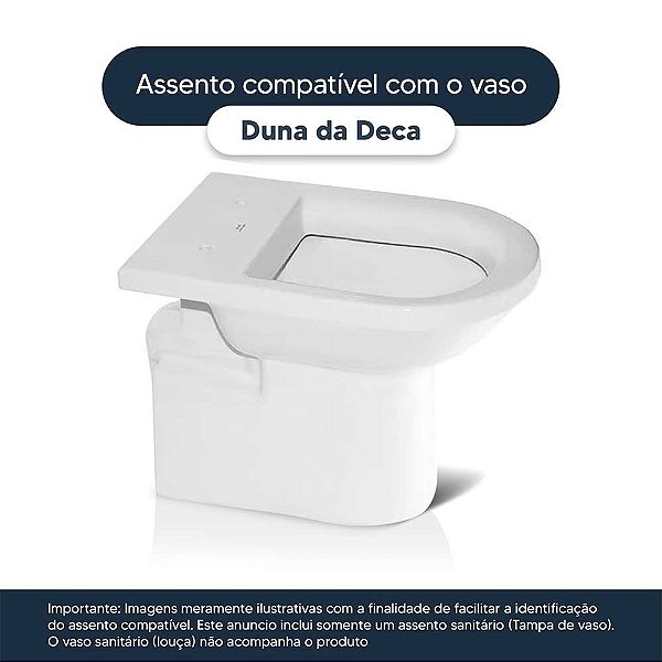 Tampa de Vaso Laqueado Com Amortecedor Duna Branco para Bacia Deca com Ferragem Dourada