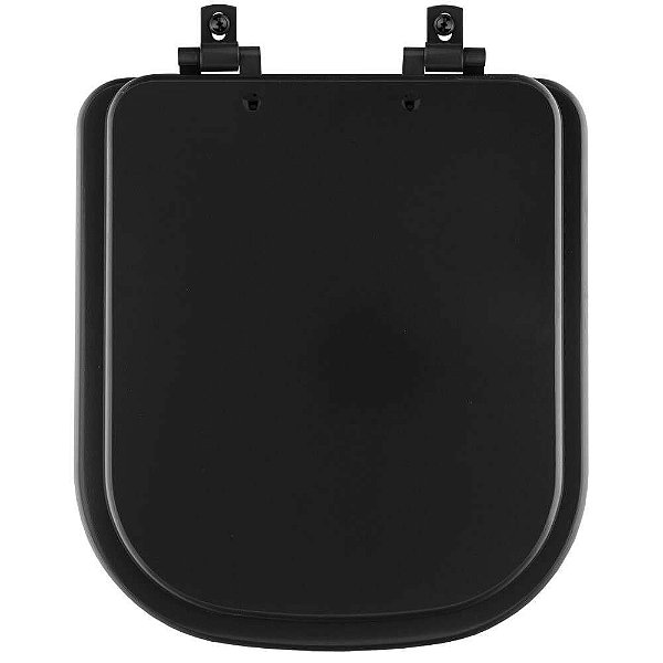 Tampa de Vaso Laqueado Com Amortecedor Quadra Preto Fosco para Bacia Deca com Ferragem Preta