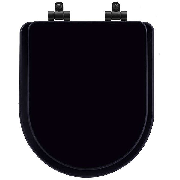 Tampa de Vaso Poliéster Com Amortecedor Nuova Preto para Bacia Deca com Ferragem Preta