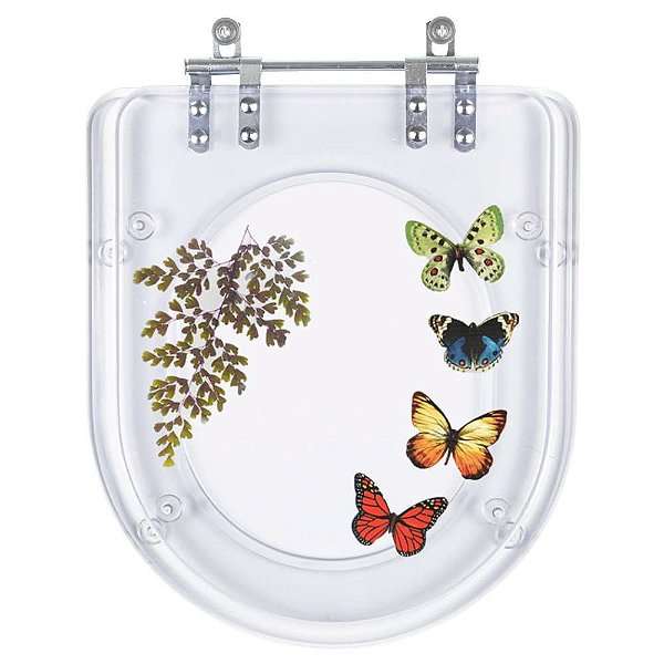 Tampa De Vaso Decorada Etna Transparente Borboletas 6lpf