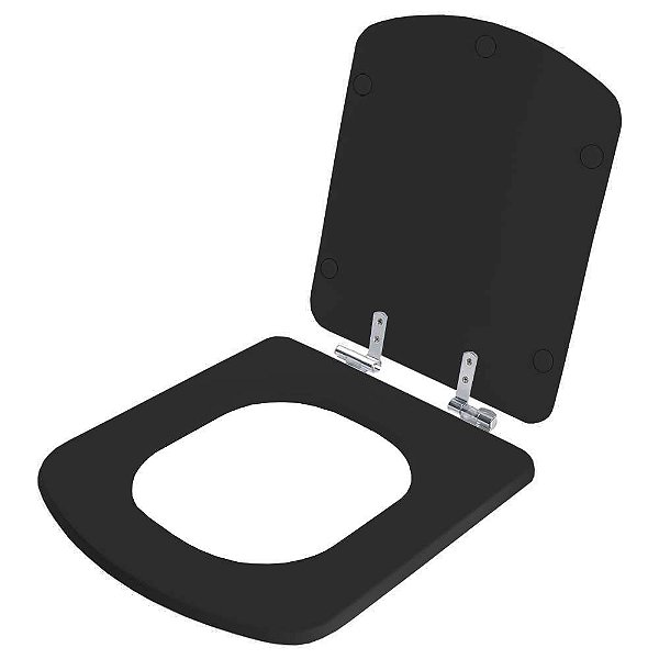 Assento Sanitário Poliester Soft Close Bali Preto para vaso Incepa