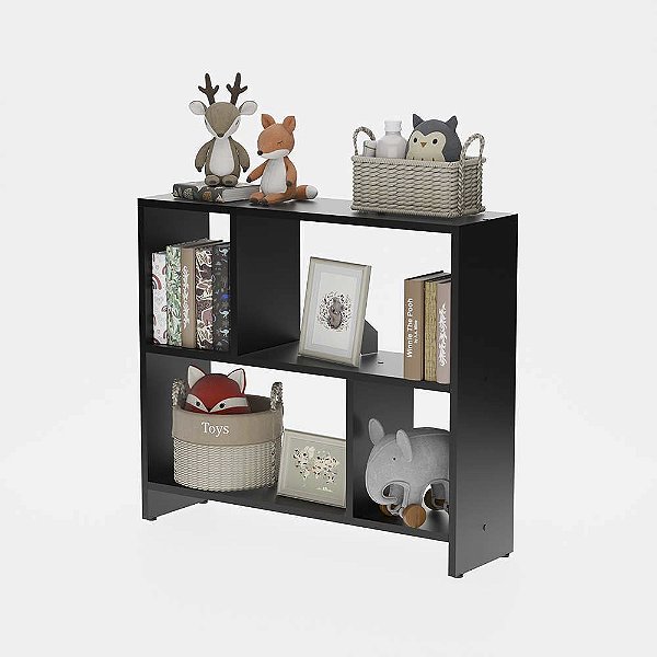 Estante Infantil Nicho Organizador Criança Armário para Brinquedos Preto