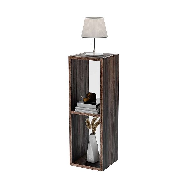 Mesa De Cabeceira Pequena 20x20x60cm Diamante Nogal (Madeira Escura) Quarto Sala