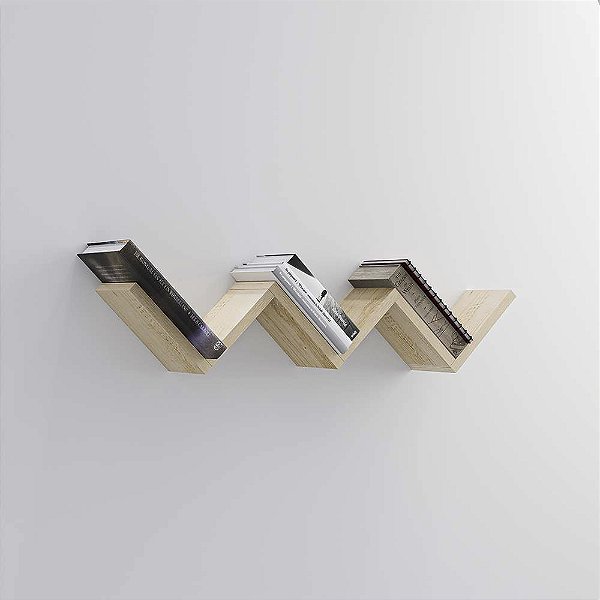 Kit Nicho Prateleiras Buzios Carvalho (Madeira Clara) para Quarto Sala Livro