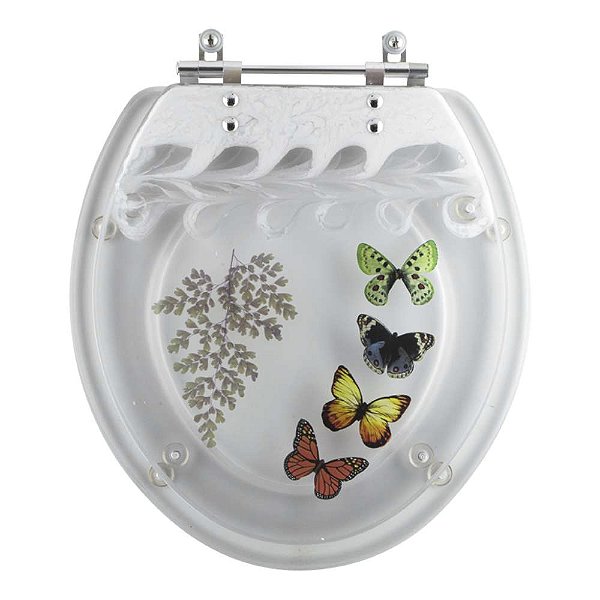 Tampa de Vaso Acrílico Decorado Colonial Transparente para bacia Hervy