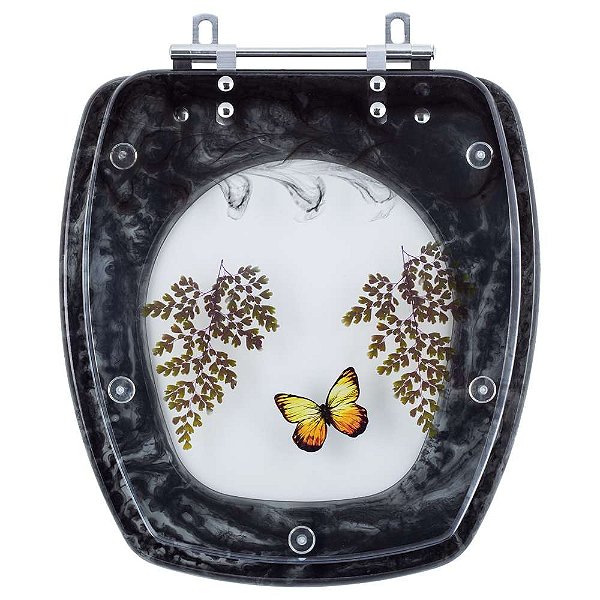 Tampa de Vaso Sanitário Decorado Amarilis Preto para bacia Fiori