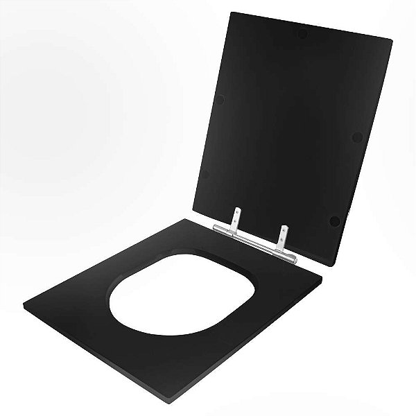 Assento Sanitário Poliéster Cubo Preto Fosco para vaso Deca