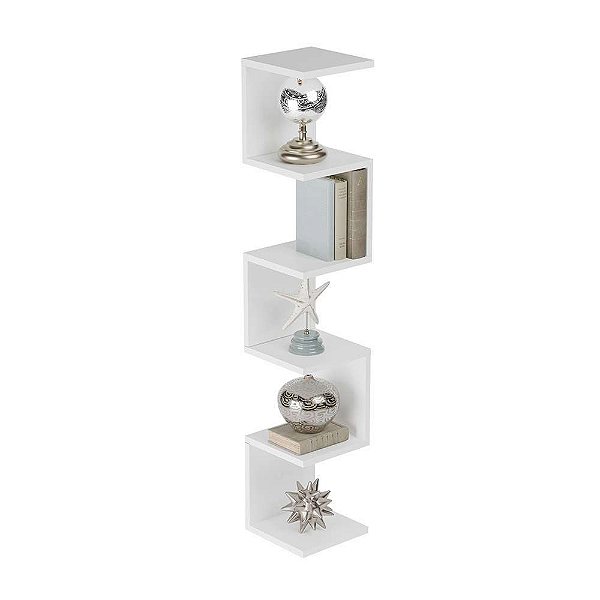Prateleira de Canto Lyra 5 Nichos Decorativos Branco para Sala Quarto Livros
