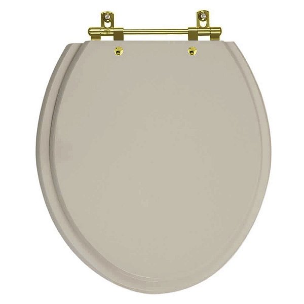 Assento Sanitário Convencional Oval Bege Saara para vaso Deca com Ferragem Dourada