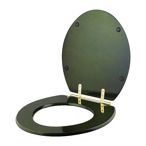 Assento Sanitário Convencional Oval Universal Verde Degradê com Ferragem Dourada