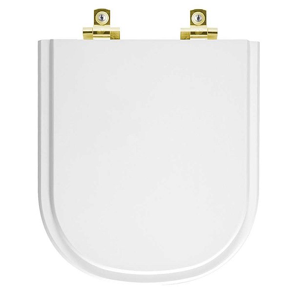 Assento Sanitário com Amortecedor Flox Branco para vaso Fiori com Ferragem Dourada