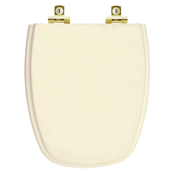 Assento Sanitário com Amortecedor Monte Carlo Creme para vaso Deca com Ferragem Dourada