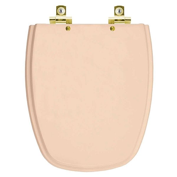 Assento Sanitário com Amortecedor Monte Carlo Rosa Floral para vaso Deca com Ferragem Dourada