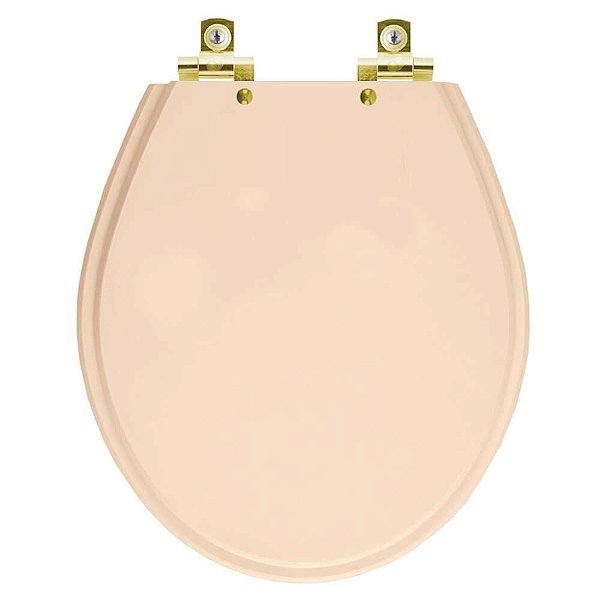 Assento Sanitário com Amortecedor Ravena Rosa Floral para vaso Deca com Ferragem Dourada