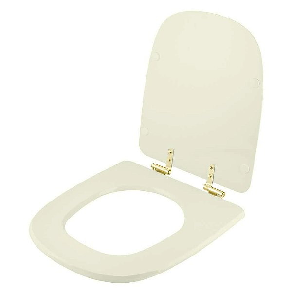 Assento Sanitário com Amortecedor Ibiza Biscuit para vaso Incepa com Ferragem Dourada