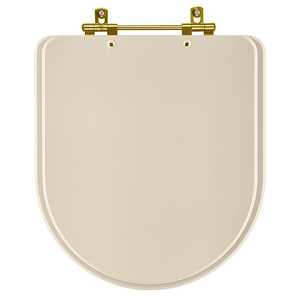 Assento Sanitario Poliester Carrara Amendoa para vaso Deca com Ferragem Dourada