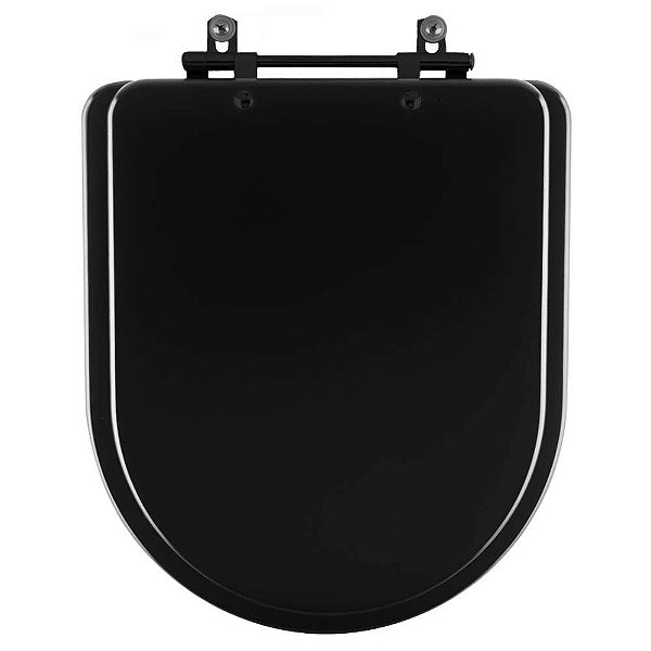 Assento Sanitário Carrara Preto para Bacia Deca 6lpf com Ferragem Preta