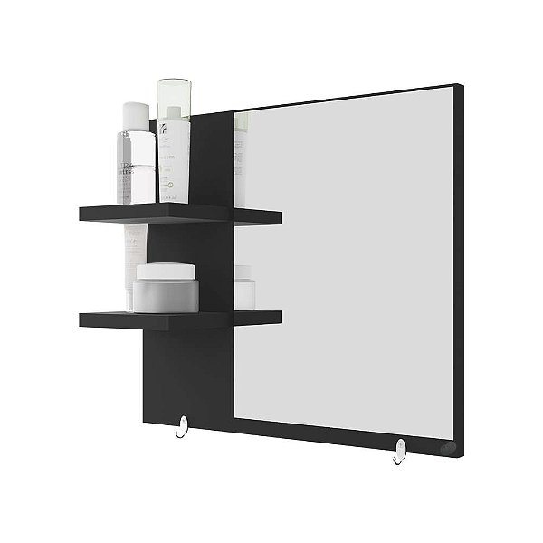 Armário para Banheiro com Espelho Lince Preto 40cm