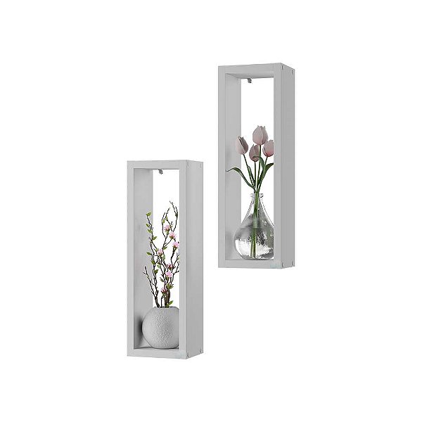 Kit Nicho Decorativo Stella Branco para Sala Hall 40 x 10cm