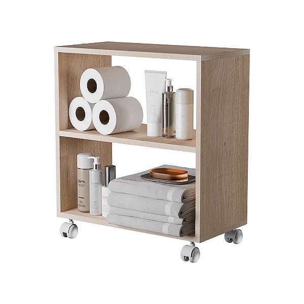 Gabinete Organizador para Banheiro com Rodinha 50cm Carvalho