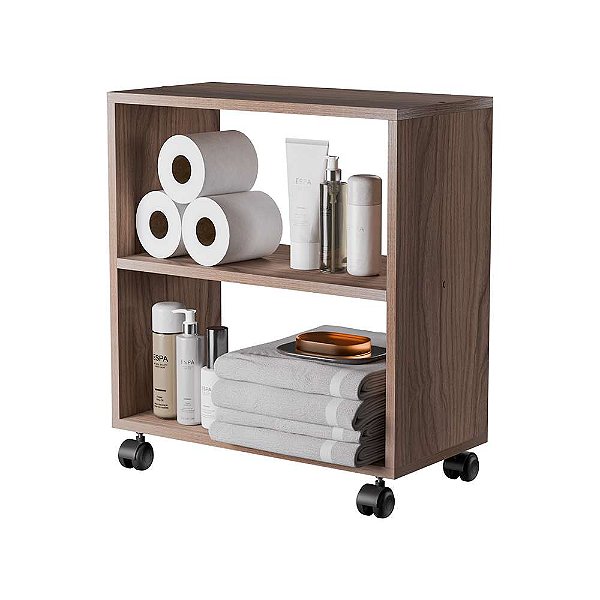 Gabinete Organizador para Banheiro com Rodinhas 50cm Nogal