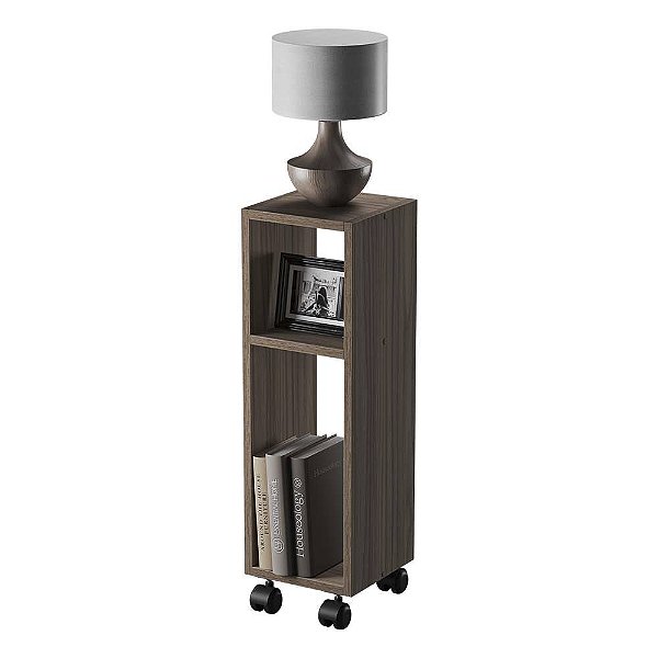 Mesa de Cabeceira Nogal Cama Solteiro Quarto Sala 20cm com rodízio