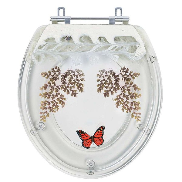 Tampa De Vaso Poliéster Carina Bege Dec. Avenca Borboleta