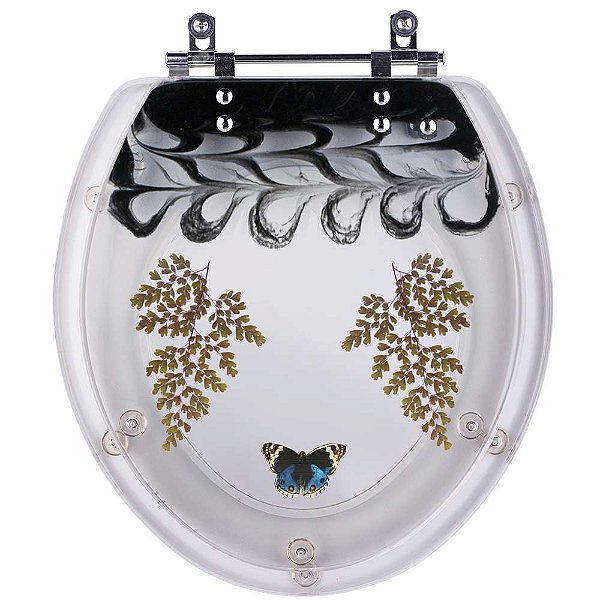 Tampa de Vaso Avenca Borboleta Resina Poliester Preto