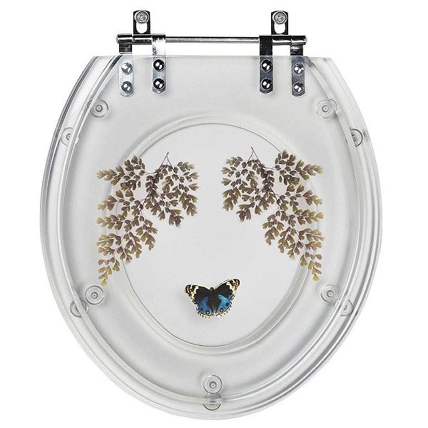 Tampa de Vaso Oval Transparente Avenca Borboleta Acrilico