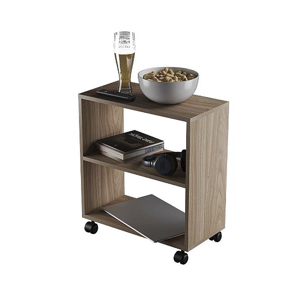 Mesinha Lateral de Apoio Freijo Sala Quarto 50 x 47 x 25cm com rodinhas