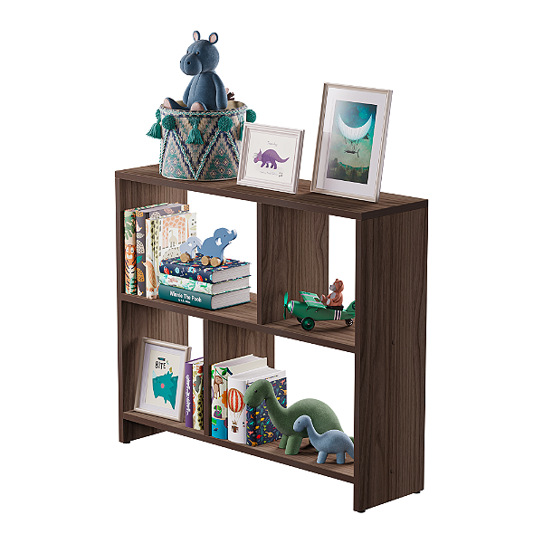 Estante Infantil Nicho Organizador Criança Armário para Brinquedos Nogal