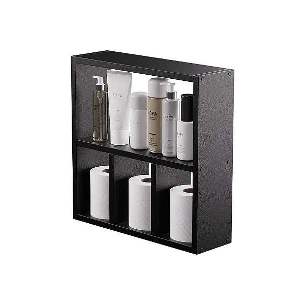 Nicho Porta Papel Organizador para Banheiro Preto 40cm