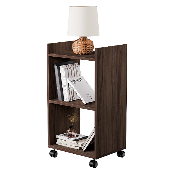 Estante Multiuso Nogal para Quarto Sala com Rodízio 40cm