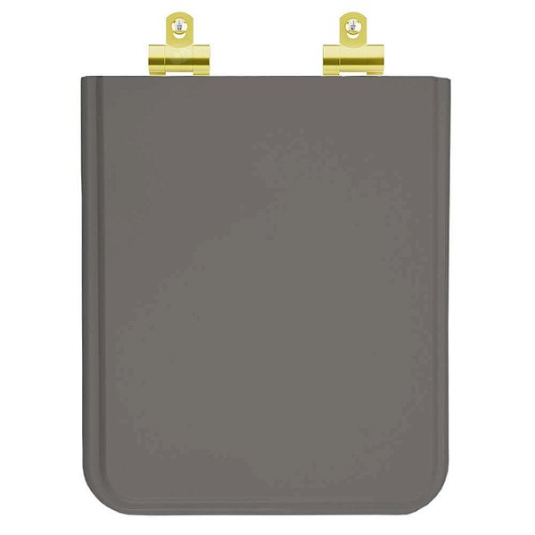 Assento Sanitário Poliester Soft Close Square Âmbar (Cinza Escuro) para vaso Incepa com Ferragem Dourada