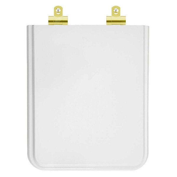 Assento Sanitário Poliester Soft Close Square Branco para vaso Incepa com Ferragem Dourada
