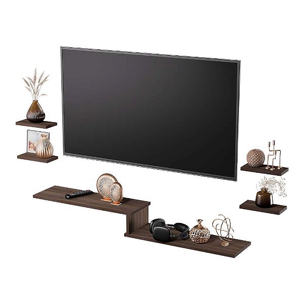 Rack TV Suspenso para Quarto Sala Nogal 115cm