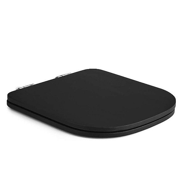 Assento Sanitário Canto Reto Soft Close Quadra Preto Fosco para Deca