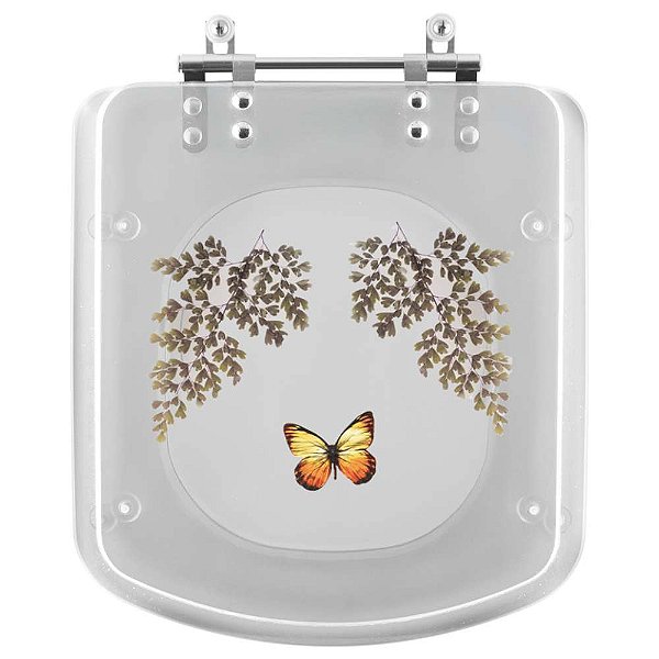 Assento Sanitário Bali Transparente Decorado Borboleta para Incepa