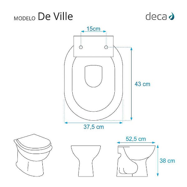 Assento Sanitário Poliester De Ville Creme Ferragem Dourada Para Vaso Deca