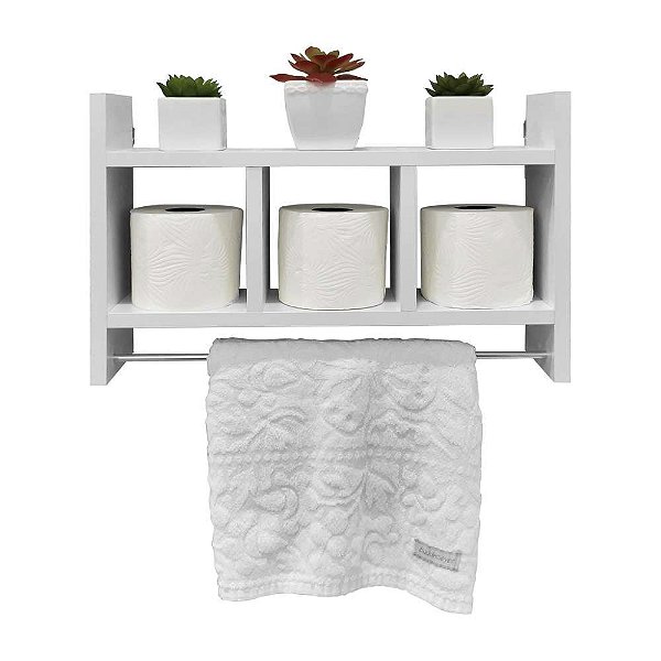 Nicho Porta Toalha Branco para Banheiro 45 x 30cm
