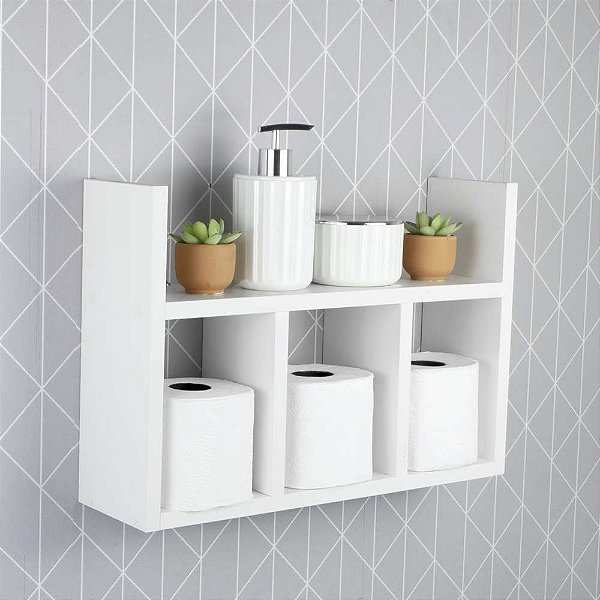 Prateleira Decorativa Porta Papel para Banheiro 40cm Djon