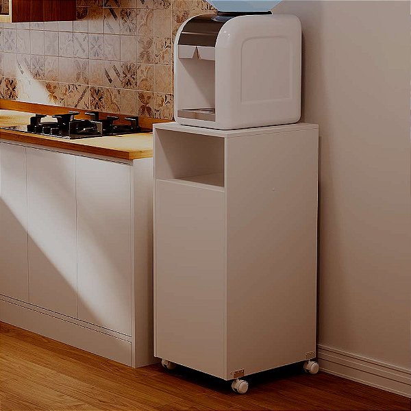 Aparador Branco Esconde Botijão De Gás Com Rodízios