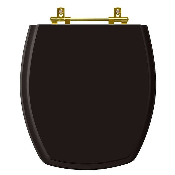 Tampa de Vaso Laqueado Thema Preto para bacia Incepa com Ferragem Dourada