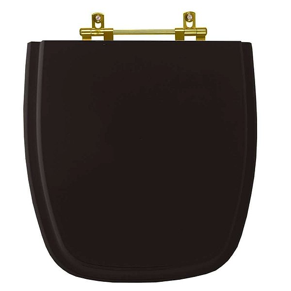Tampa de Vaso Poliéster Fit Preto para bacia Celite com Ferragem Dourada
