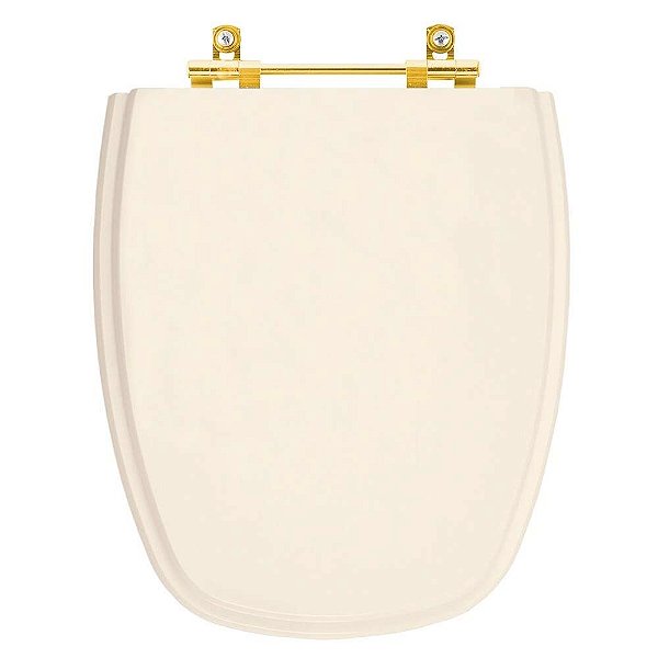 Tampa de Vaso Poliéster Monte Carlo Amendoa para bacia Deca com Ferragem Dourada