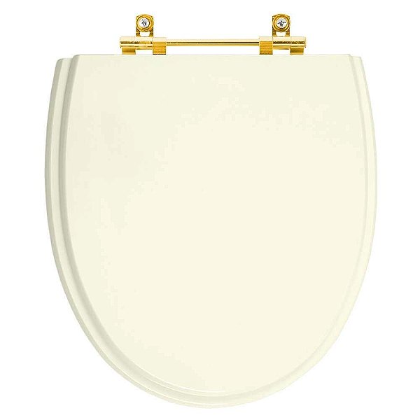 Tampa de Vaso Poliéster Eros Biscuit para bacia Incepa com Ferragem Dourada