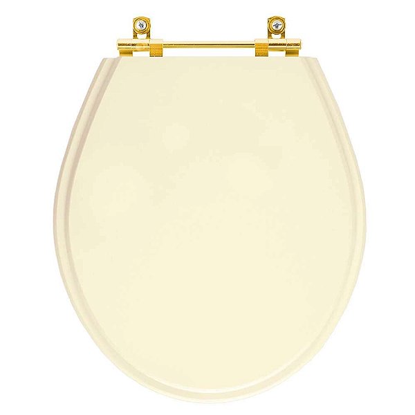 Tampa de Vaso Poliéster Carina Bone para bacia Ideal Standard com Ferragem Dourada