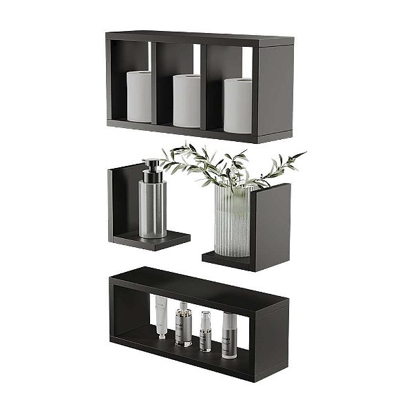 Kit Nichos Prateleiras Versalhes Para Banheiro Decorativo Preto